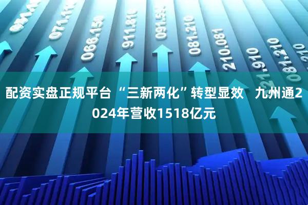 配资实盘正规平台 “三新两化”转型显效   九州通2024年营收1518亿元