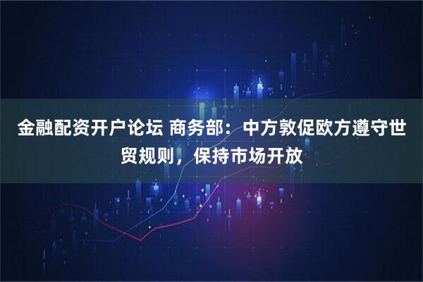 金融配资开户论坛 商务部：中方敦促欧方遵守世贸规则，保持市场开放